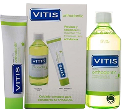 Zestaw do zębów Vitis Orthodontic Toothpaste 100 ml + Vitis Orthodontic Mouthwash 500 ml (8427426016101)