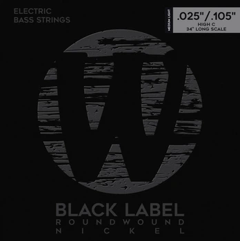Струны для бас-гитары WARWICK 41311 Black Label, Nickel-Plated, Medium Light 5-String High C (25-105)