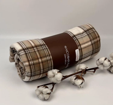 Плед флісовий Home Line 160х220 Полар принт клітинка Beige