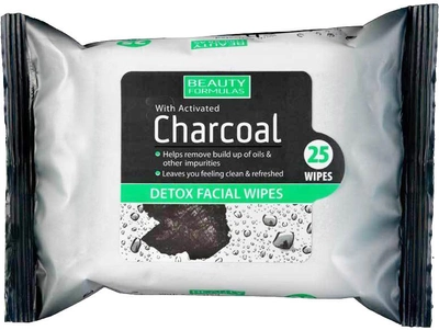 Chusteczki detox z aktywnym węglem Beauty Formulas Charcoal Detox 25szt. (5012251012522)