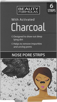 Oczyszczające paski na nos z aktywnym węglem 6szt. Beauty Formulas (5012251012645)