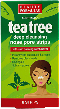 Глибоко очищувальні смужки для носа чайне дерево Beauty Formulas 6 шт. (5012251011327)
