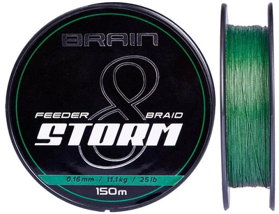 Шнур Brain Storm 8X Green 150m 0.10mm 13lb/5.9kg для фідерної ловлі