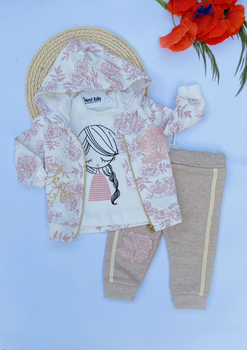 Костюм (Кофта + реглан + штани) для дівчаток Murat Baby 86 см Білий