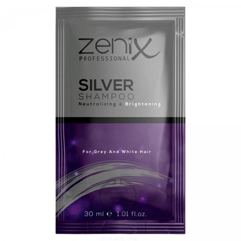 Серебряный шампунь для осветленных, мелированных и седых волос Zenix 30 мл