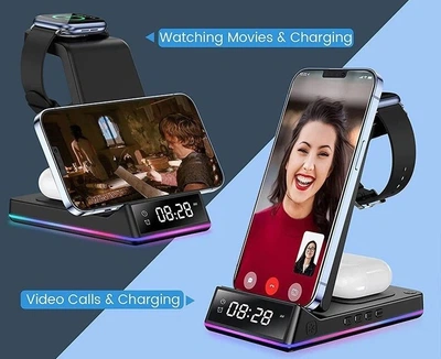 Док-станція Qitech 4в1 Wireless Charger 15W для Apple Watch/Airpods/iPhone