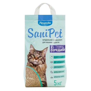 Наповнювач туалета для котів Природа Sani Pet 5 кг (бентонітовий середній)