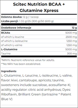 Kompleks aminokwasów Scitec Nutrition BCAA+Glutamine Xpress 600g Jabłkowy (5999100022362)
