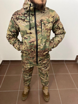 Тактичний водовідштовхувальний костюм із матеріалу Softshell (куртка + штани) Мультикам, XL
