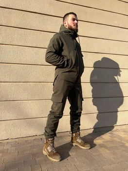 Тактичний водовідштовхувальний костюм із матеріалу Softshell (куртка + штани) M, Хакі