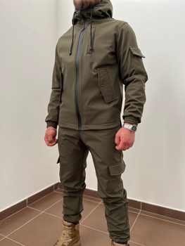 Тактический водоотталкивающий костюм из материала Softshell (куртка+штаны) 2XL, Хаки