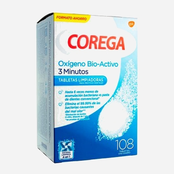 Tabletki czyszczące do protez i aparatow ortodontycznych Corega Bio-Active Oxygen 108 tabeletek (5054563034809)