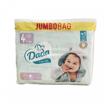 Підгузки дитячі Dada 4 extra soft Jumbo Bag (7-16 кг) 82 штук