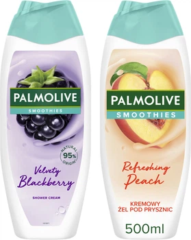 Набор гелей для душа Palmolive Smoothies Бархатная ежевика Увлажняющий 500 мл&nbsp;+ Palmolive Naturals Smoothies Освежающий Персик Увлажняющий 500 мл (8718951593374/8718951527706)