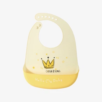 Слинявчик силіконовий Kiddie Widdie з кишенькою Crown of stars Жовтий