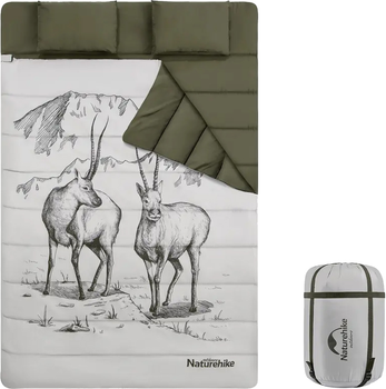 Спальный мешок двухместный Naturehike NH21MSD06 с подушками Зеленый (6927595795330)