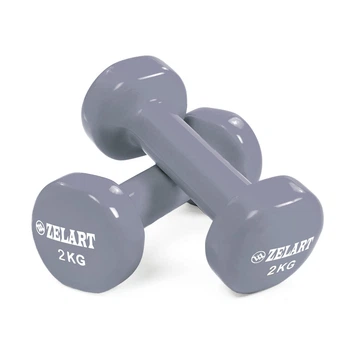 Гантелі для фітнесу з вініловим покриттям Zelart Beauty TA-5225-2 2шт 2кг Колір: Сірий