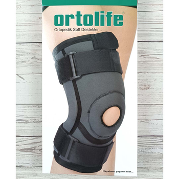 Бандаж на коліно з силіконовим кільцем та шарнірами та ременями Ortolife Розмір L (OL-2104)