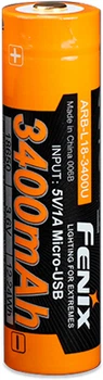 Аккумулятор 18650 Fenix (3400 mAh) micro usb зарядка (ARB-L18-3400U)