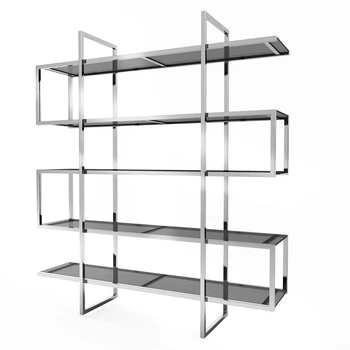 Дизайнерський Стелаж в стилі Loft Design 180x30x180h Срібний/Скло ATL731
