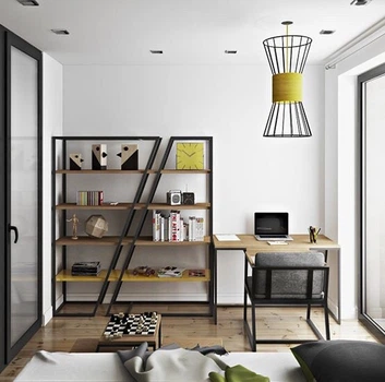 Дизайнерський Стелаж в стилі Loft Design 180x40x180h Чорний/Дерево ATL035