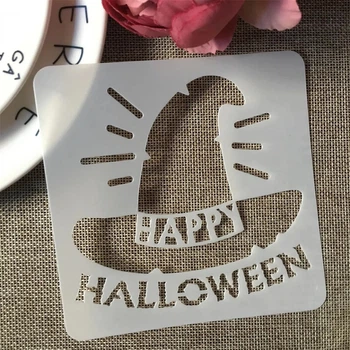 Трафарет для Хелловіна Капелюх Halloween 13 на 13 см сірий