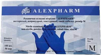 Перчатки нитриловые Alexpharm (100 шт), размер L, синий кобальт