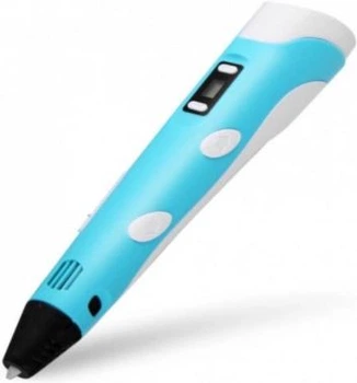 3Д ручка 3DPEN-3 з набором еко пластику та трафаретами блакитна