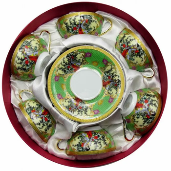 Сервіз Чайний Чашка (6шт) та Блюдце (6шт) Зелений