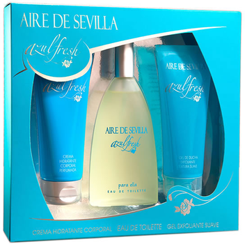 Zestaw damski Aire De Sevilla Azul Fresh Eau De Toilette Spray 150 ml + Peeling do ciała 150 ml + Balsam nawilżający do ciała 150 ml (8411047135846)
