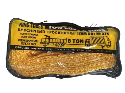 Трос буксировочний 8т 4 м *65ММ п-пропилен сумка KING TOOLS [TR375]