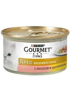 Корм для кошек Gourmet Gold (с курицей и лососем в соусе) ТМ "Purina One" 85 г (90842)