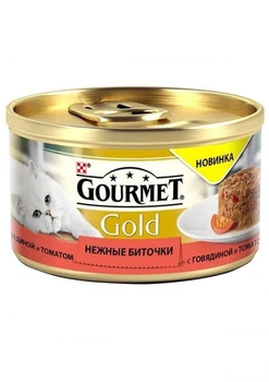 Корм для кошек Gourmet Gold нежные биточки (с говядиной) ТМ "Purina One" 85 г (90845)