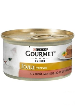 Влажный корм для кошек Gourmet Голд Террин (с уткой, морковью и шпинатом) ТМ "Purina One" 85 г (90843)