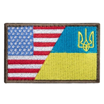 Шеврон нашивка на липучці прапор України та США, вишитий патч 5х8 см