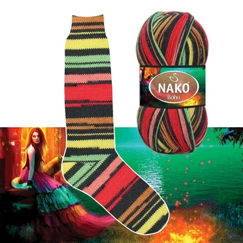 Пряжа носочна Nako Boho Concept 82231