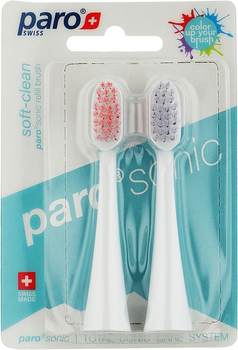 Змінні щітки для звукової зубної щітки, рожева + бузкова - Paro Swiss Sonic Soft-Clean 2шт (2шт) (1008517-1328226-2)
