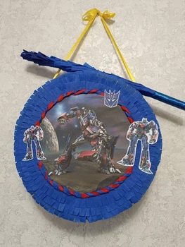 Піньята "Трансформер" синій + палиця - 38*38*10
