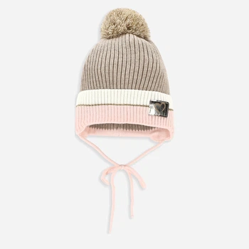 Детская зимняя шапка на завязках с помпоном для девочки Coccodrillo Accessories Autumn Girl ZC3364102AAG-022 41-43 см (5904986214657)