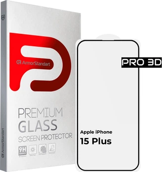 Защитное стекло ArmorStandart Pro 3D для смартфона Apple iPhone 15 Plus Black (ARM68218)