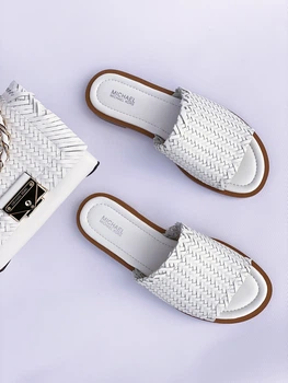 Сандалии женские Michael Kors Dee Woven Leather Slide Sandal (размер: 39 / US 8) 25 см