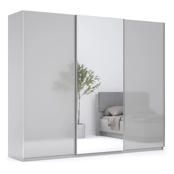 Шкаф-купе трехдверный 2.5 м Меги MiroMark MG-25-GG Серый Шиншилла (Ламинированная ДСП + Зеркало)
