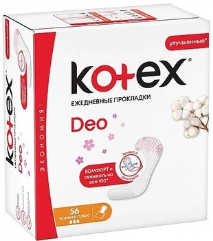 Щоденні гігієнічні прокладки Kotex Deo Normal Plus 56 шт.