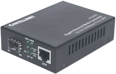 Медіаконвертер Intellinet 10/100/1000Base-Tx to SFP slot, empty (Euro 2-pin plug) (766623510493)
