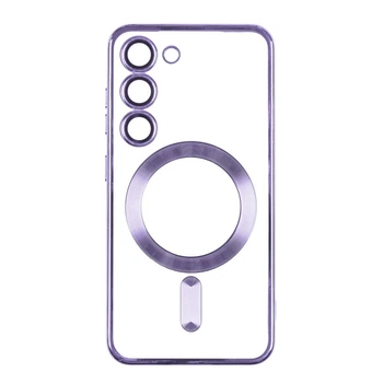 Чехол накладка TPU Metallic Full Camera with Magsafe для Samsung Galaxy S21 purple