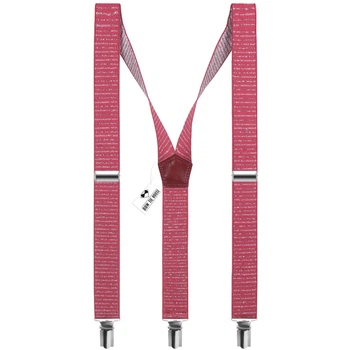 Подтяжки Bow Tie House с люрексом красные в полоску - подростковые 10350S