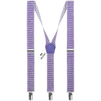 Подтяжки Bow Tie House с люрексом фиолетовые в полоску - подростковые 10300S