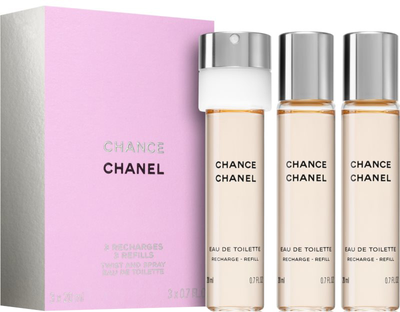Zestaw wkładów wymiennych damskich Chanel Woda toaletowa Chanel Chance 3 x 20 ml (3145891261103)