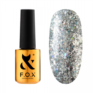 Гель-лак F.O.X gel-polish Radiance 002 серебро, с голографическими блестками и слюдой 7 мл