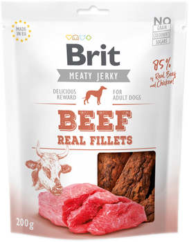 Ласощі для собак Brit Jerky Beef Real Fillets - Яловичина 200 g (8595602543694)